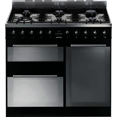 Smeg SY93BL Symphony 90cm Three Cavity Dual Fuel Range Cooker in Black Smeg SY93BL Symphony 90cm Three Cavity Dual Fuel Range Cooker in Black